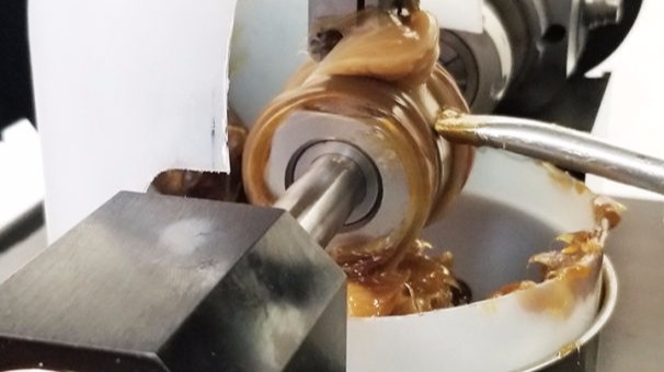 Timken Grease Test Using Block-On-Ring-Tribometer Setup block-on-ring tribometer used for grease testing on Rtec tribometer