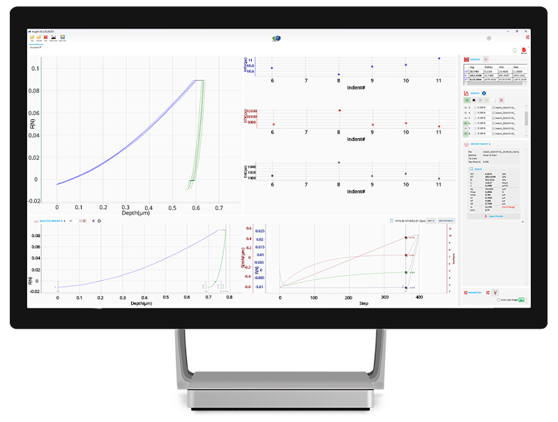 nanoindentation software analysis by Rtec-Instruments SMT-2000 Nanoindenter