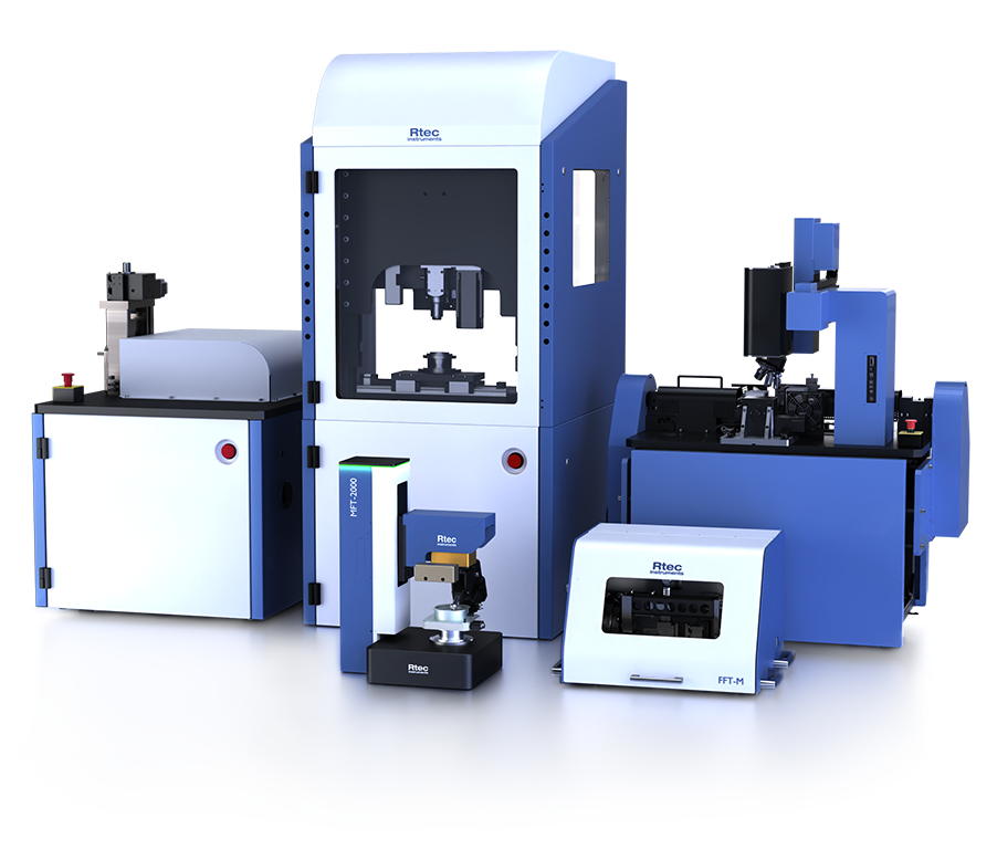 Rtec Instruments multi-function tribometers, traction, and rolling contact fatigue testers for lubricant, grease, and oil friction and wear testing, featuring advanced sustainable lubricants tribology technology